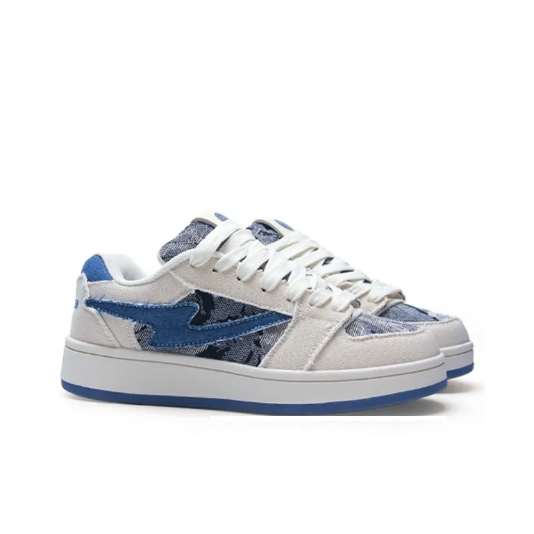 ABCYLM Coverage Slip Resistant Cushioning Impact Resistance Wear Resistant Low Top Skateboard Shoes Women's Denim Blue-4