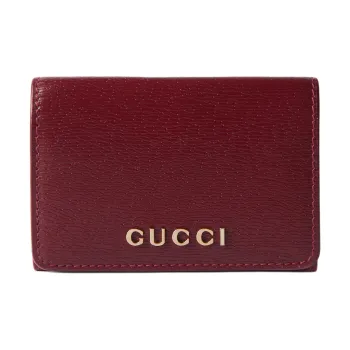 GUCCI Leather Card Holder Women's Red