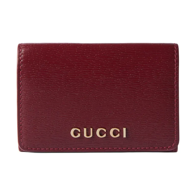 GUCCI Leather Card Holder Women's Red-0