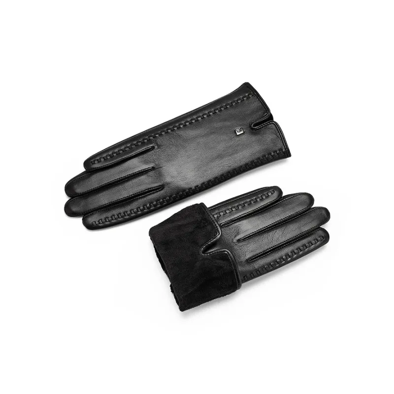 PIERRE CARDIN Sheepskin Gloves Women's Black-1