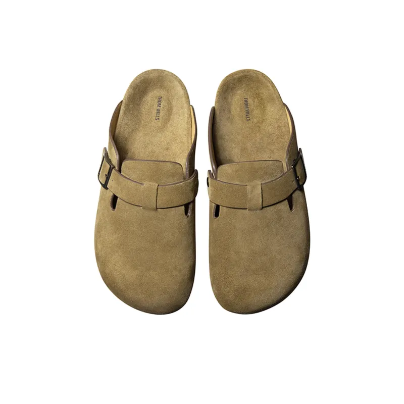 THOM WILLS Slide Slippers Men Greige/Khaki-10