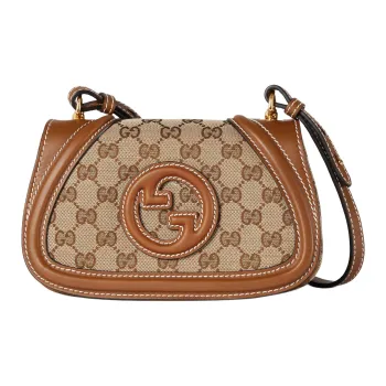GUCCI Blondie Canvas Bag, Crossbody Bag, Shoulder Bag Mini Unisex Beige & Dark Brown