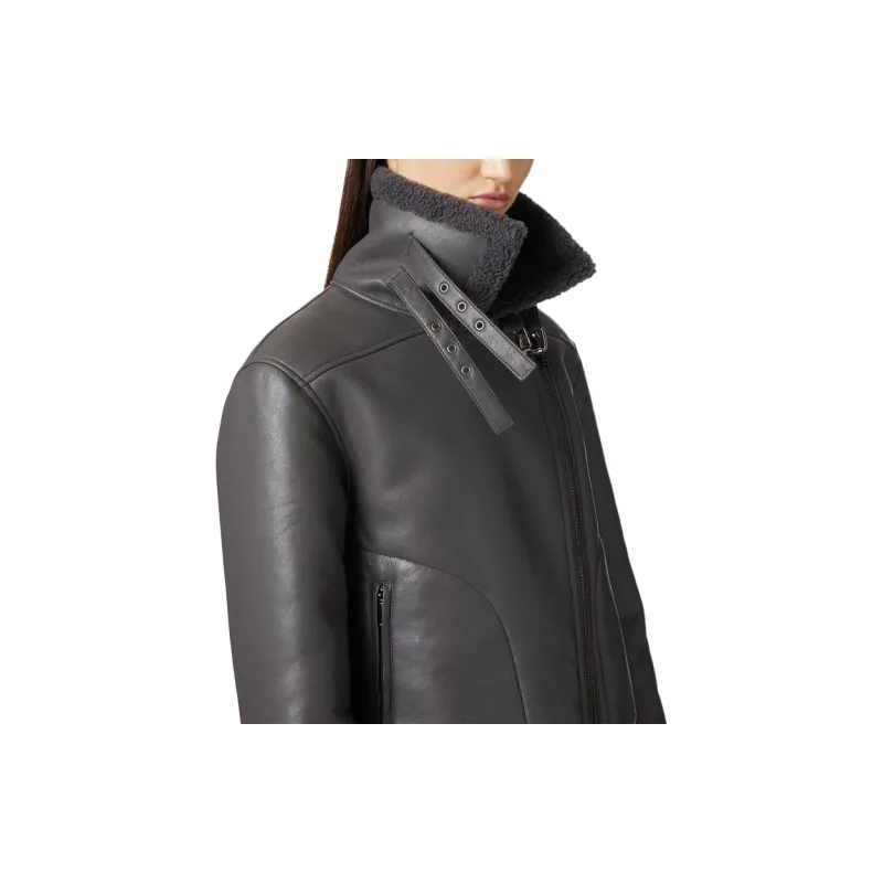 Iceberg Leather Jacket Women's Dark Gray-4