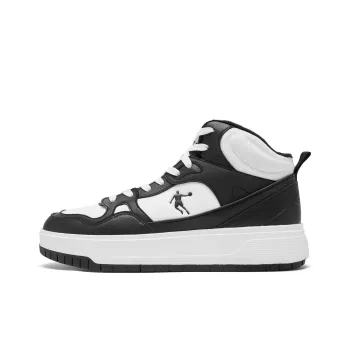 QIAODAN Thermal Slip Resistant And Abrasion Resistant Mid Top Skateboard Shoes Men's White Black