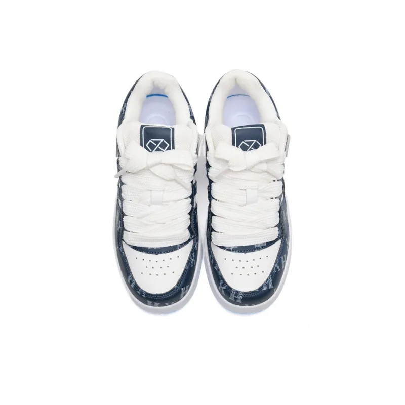 LIANGHUO Cushioning Coverage Impact Resistance Low Top Skateboard Shoes Women's Gradient White Blue Box-2