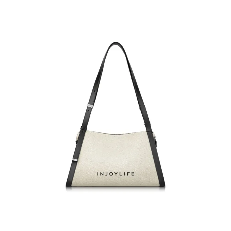 INJOYLIFE Canvas Tote Bag, Shoulder Bag Women's Ecru Multicolor-0