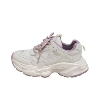Warrior Cushioning Abrasion Resistant Breathable Low Top Chunky Sneakers Women's Beige Purple