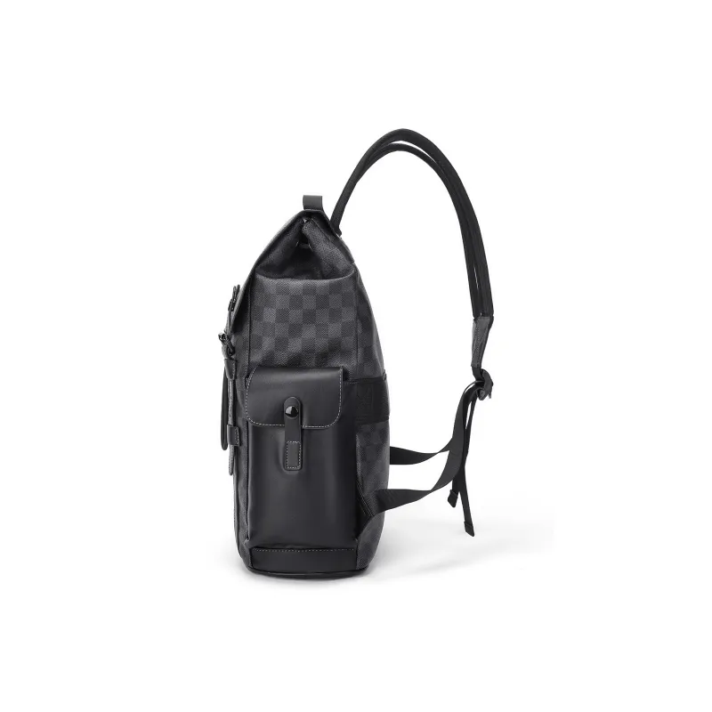 CORALDAISY Synthetic Leather Backpack Regular Men's Knight Black-3