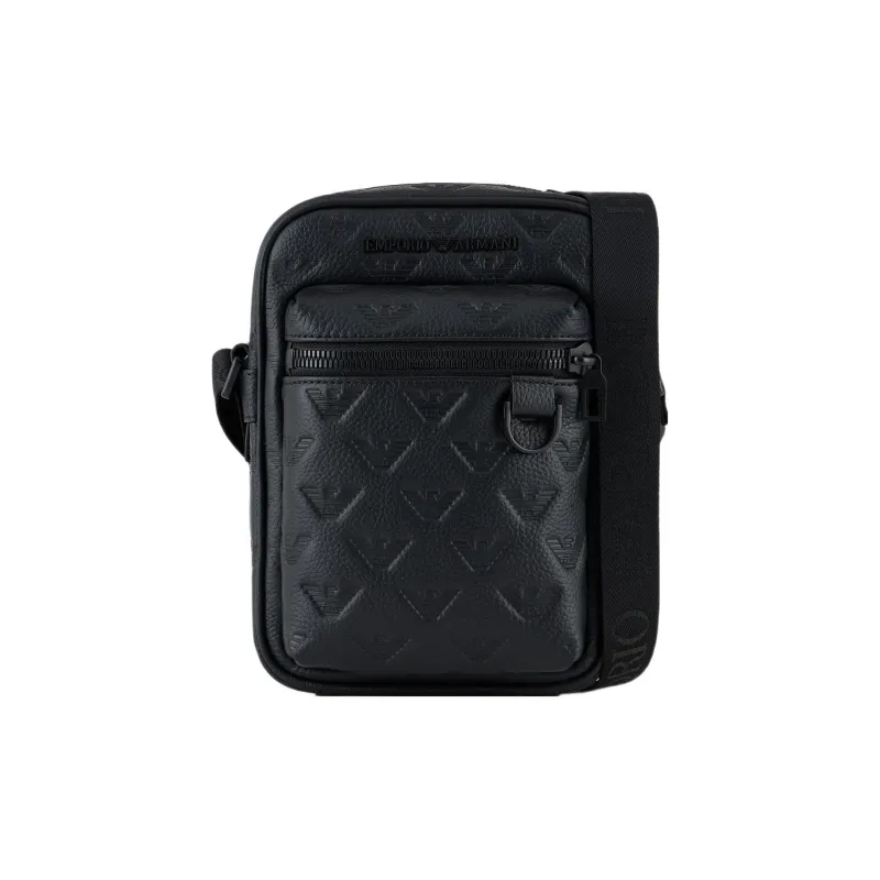 EMPORIO ARMANI Leather Crossbody Bag Shoulder Bag Men's Black-0