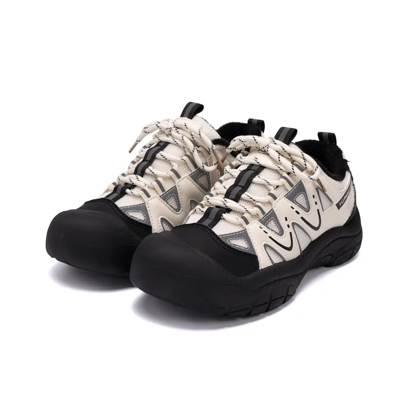 HUANQIU Warm Wear Resistant Slip Resistant Low Top Casual Shoes Women's Beige Black-5