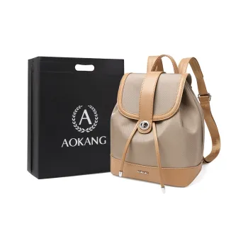 AOKANG Fabric, Synthetic Leather Backpack Commuter Bag Handbag Regular Women's Khaki/Classic Black