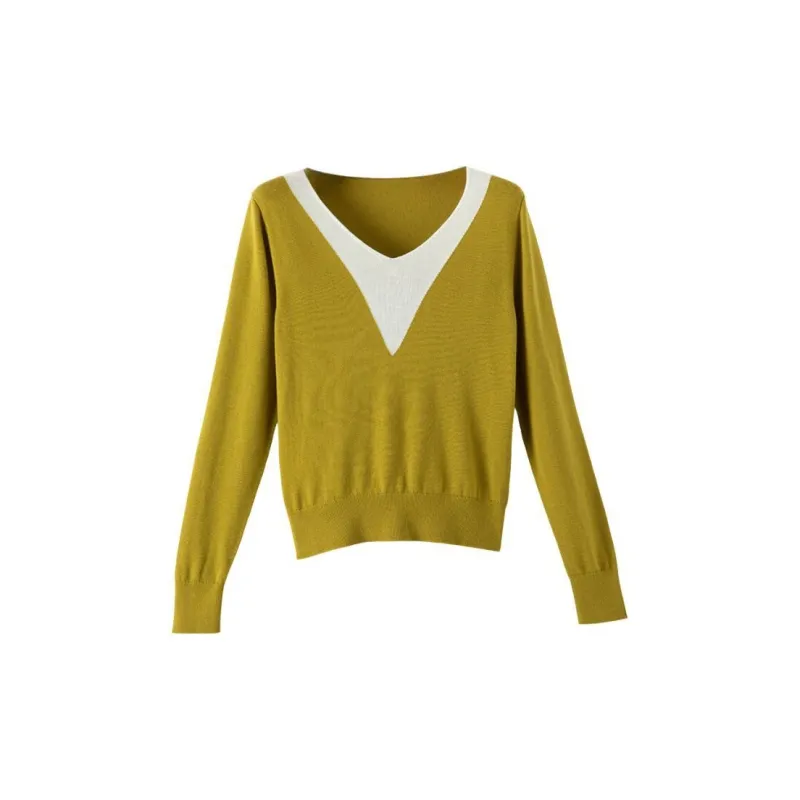 Late White Knitwear Women's Mustard Green-0