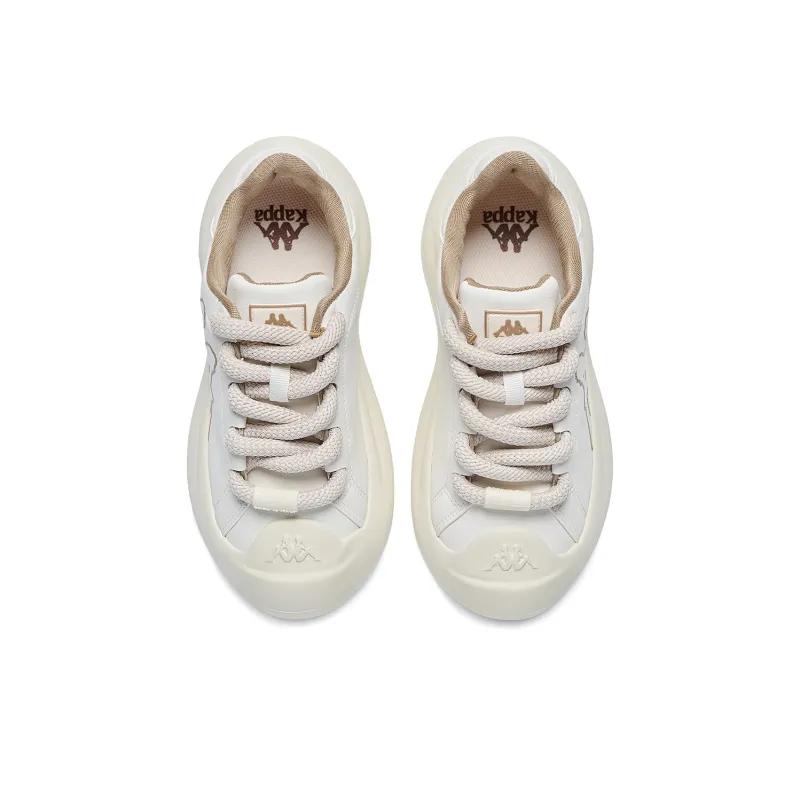 Kappa Anti Slip Wear Resistant Low Top Skateboard Shoes Women's White Brown-2