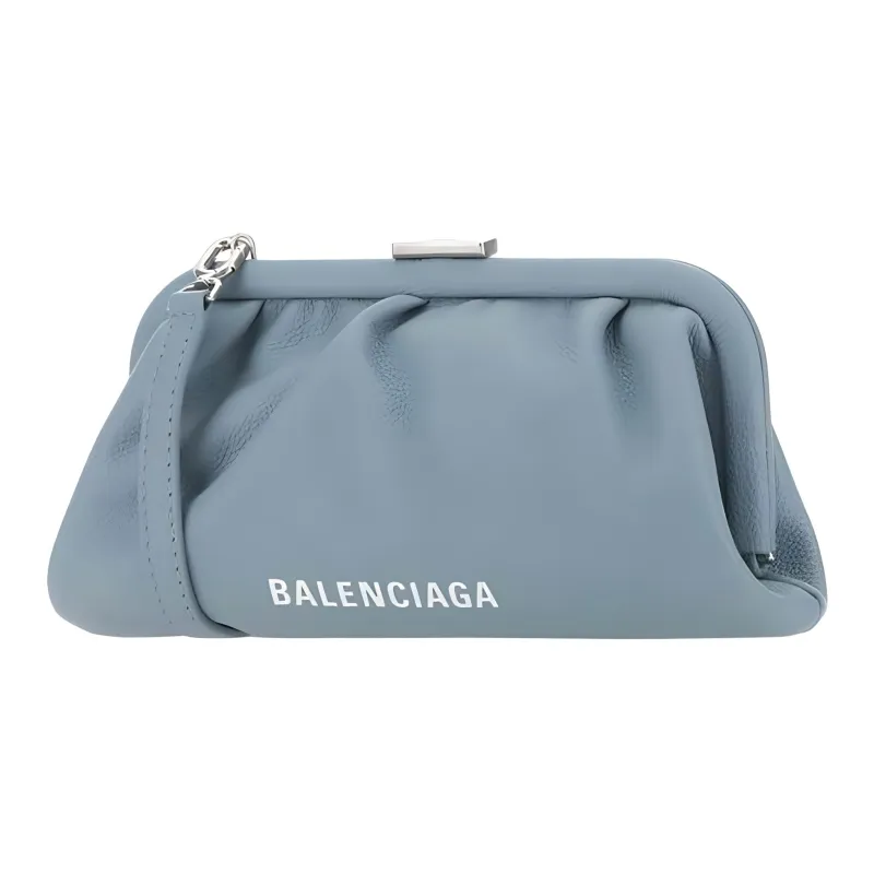 Balenciaga Cowhide Leather Clutch Women's Blue-1