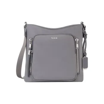 TUMI Voyageur Nylon Messenger Bag, Shoulder Bag, Crossbody Bag Medium Size Women's Gray