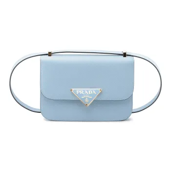 PRADA Saffiano Leather Crossbody Bag Shoulder Bag Women's Light Blue