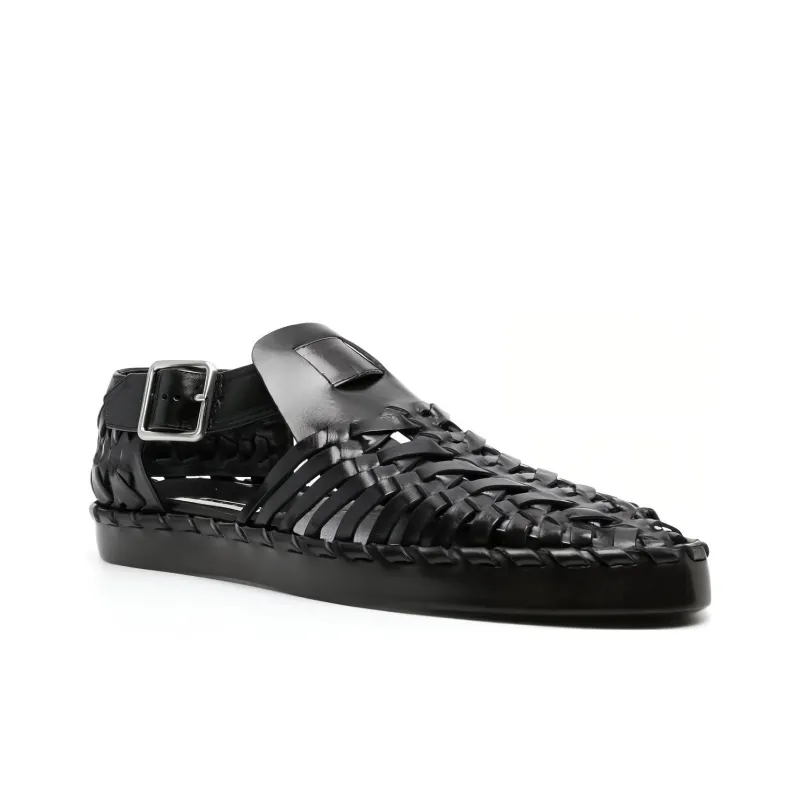 JIL SANDER Woven Leather Flat Sandals-2