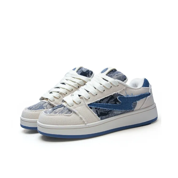 ABCYLM Coverage Slip Resistant Cushioning Impact Resistance Wear Resistant Low Top Skateboard Shoes Women's Denim Blue-1