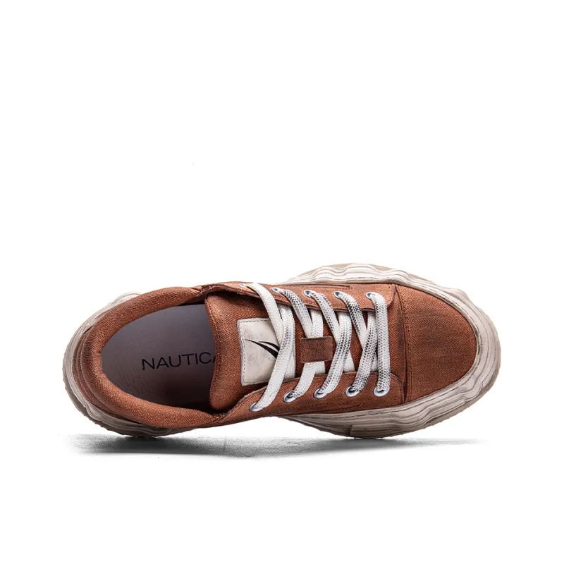 NAUTICA Distressed Beggar Shoes Anti Slip Wear Resistant Low Top Casual Shoes Men's Orange-4