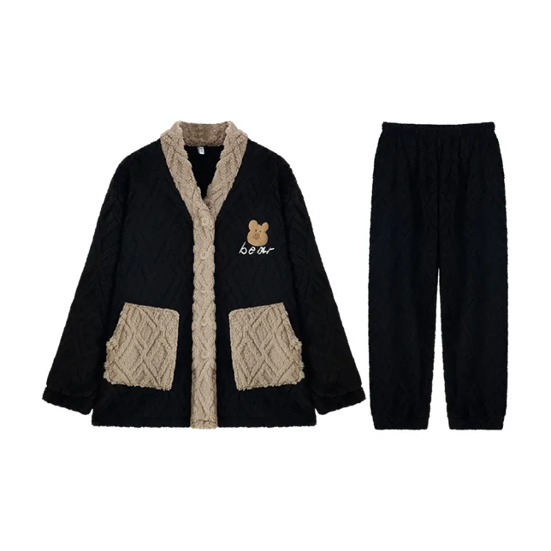 Qiao Ni Tong Pajama Set Men's Black-0