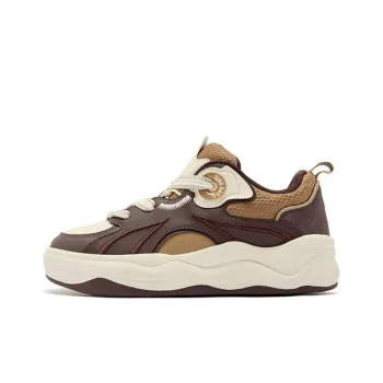 QIAODAN Elf Bears Anti Slip Wear Resistant Low Top Skateboard Shoes Women's Beige Brown