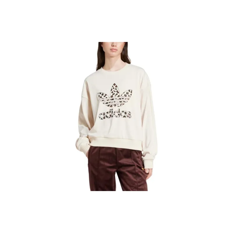 Adidas Women's Leopard Sweatshirt Wonder White-1