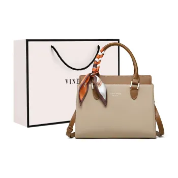VINEY Cow Leather Shoulder Bag, Crossbody Bag, Portable Mom Bag Regular Women's Khaki