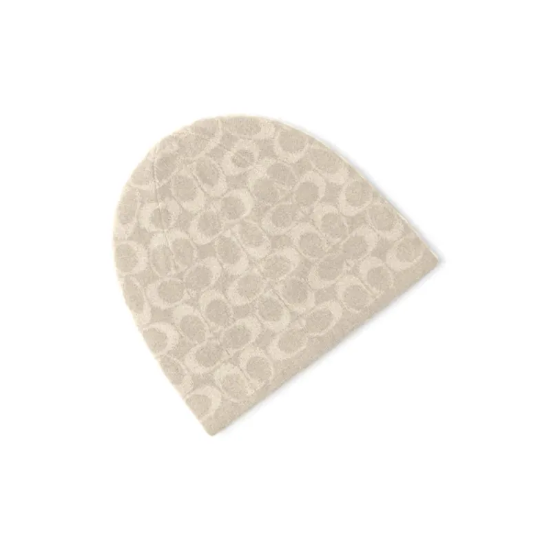 COACH Acrylic, Sheep Wool Beanies Unisex Beige-2