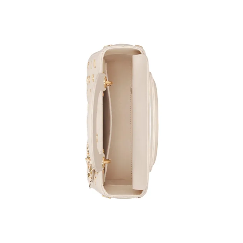 DIOR Lady Dior Sheepskin Shoulder Bag Crossbody Bag Handbag Small Size Women's Beige-4