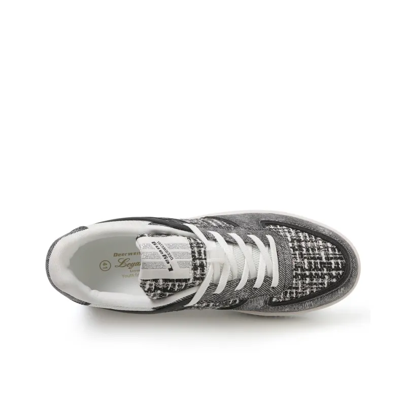 Lin Feng Shock Absorbers Low Top Skateboard Shoes Unisex Denim Gastrodia Black-3