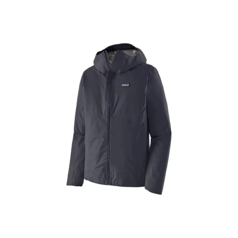 Patagonia Outdoor Hiking Water Resistant Windproof Breathable Windbreaker Jacket Men's Smoke Blue Includes Necklace-1