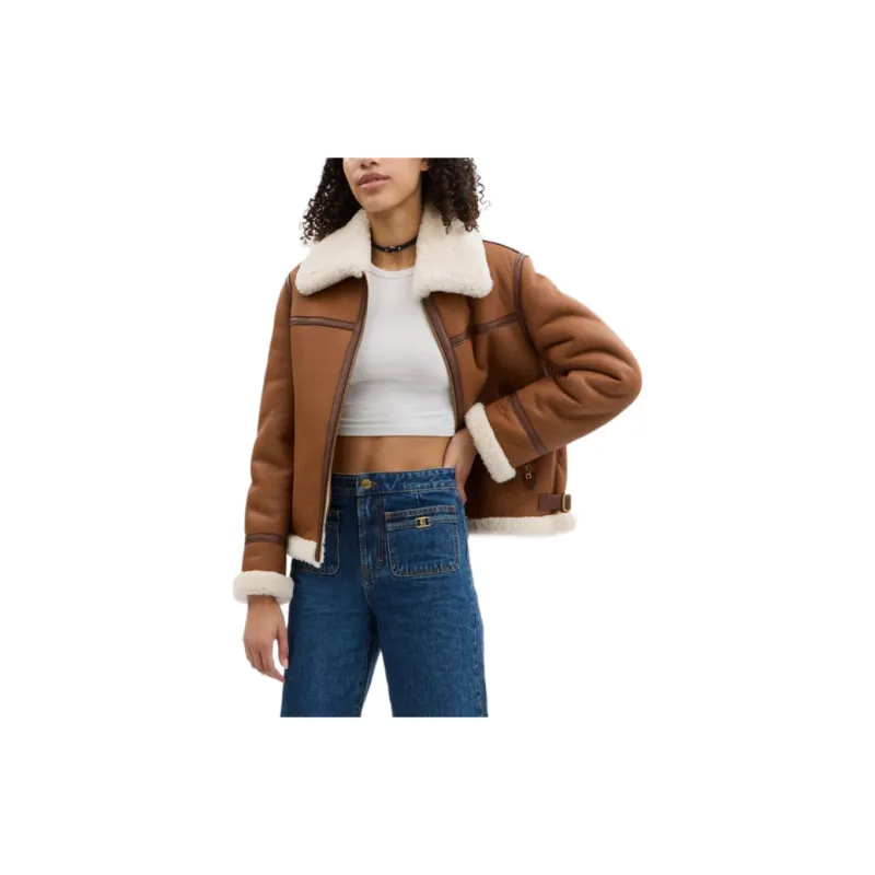 COACH FW24 Leather Jacket Women's Tan-1