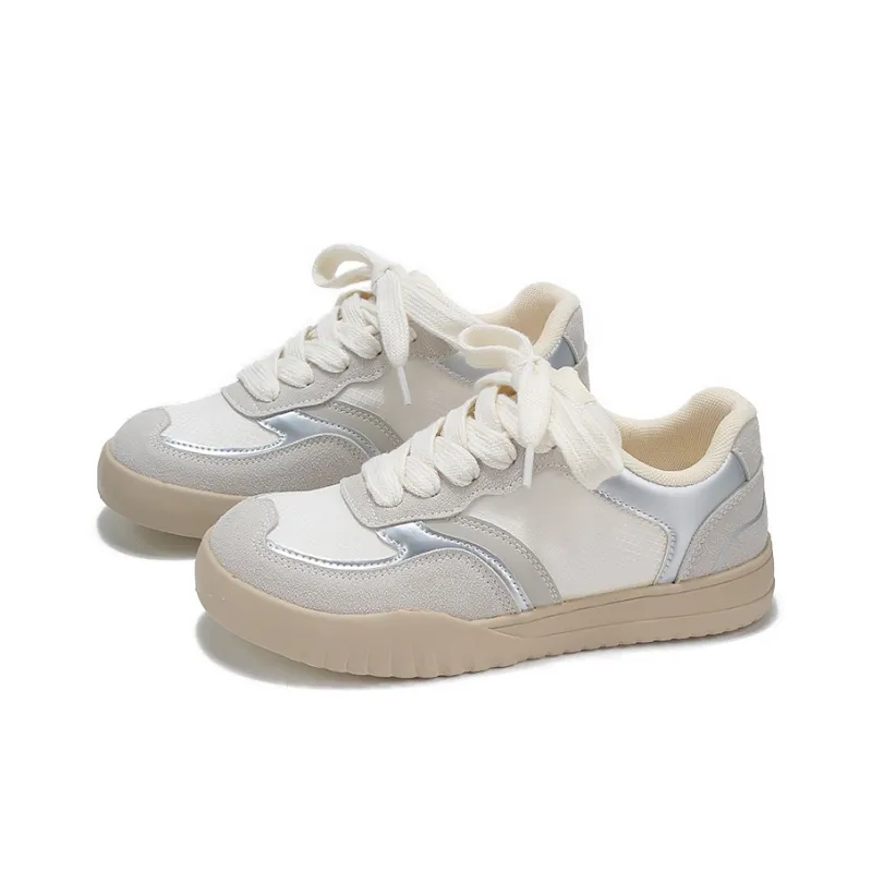 Binya Lightweight Anti Slip Low Top Skateboard Shoes Women's Beige-2