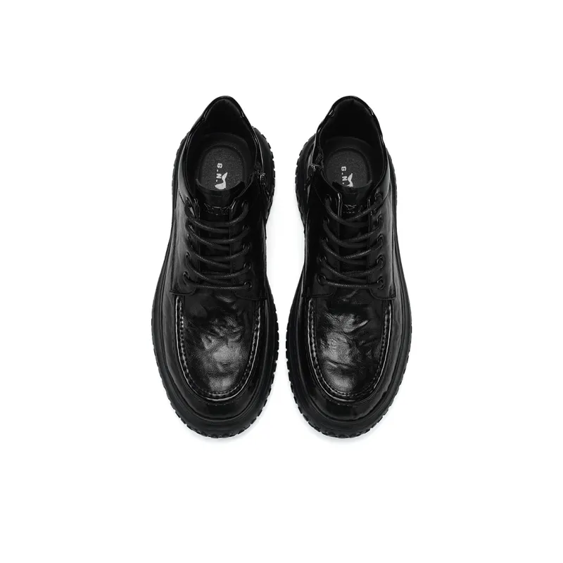 G.N.SHIJIA Wear Resistant Wide Coverage Lightweight Mid Top Casual Shoes Men's Black-4