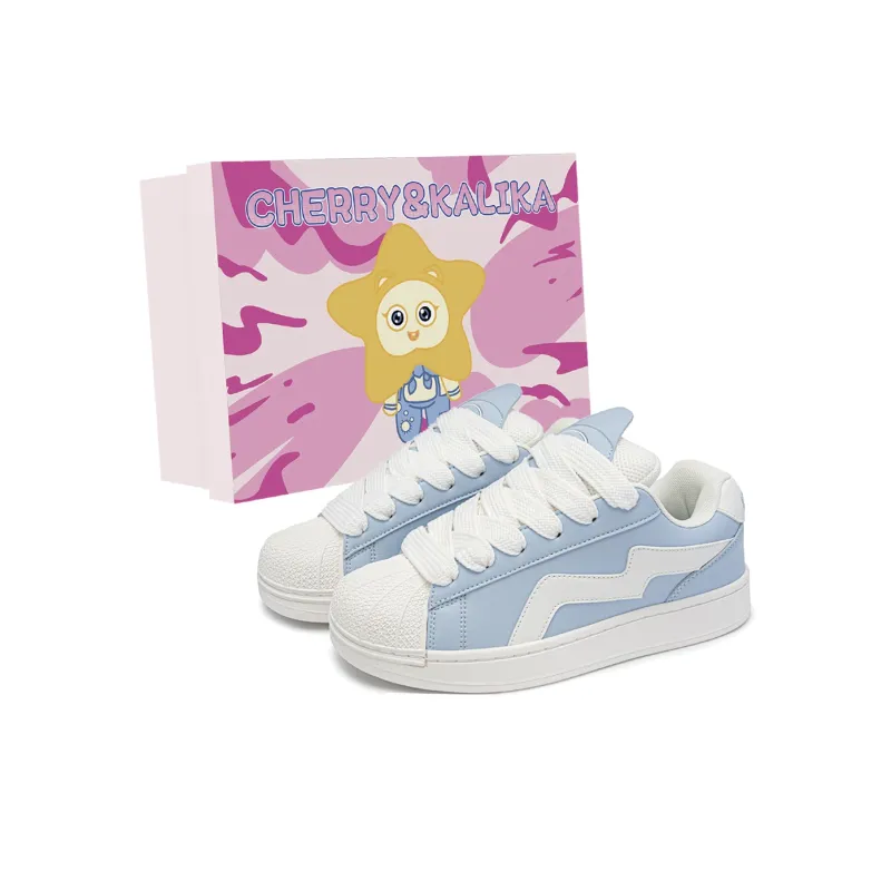 CHERRY&KALIKA Abrasion Resistant Low Top Skateboard Shoes Women's Blue Box Included-0