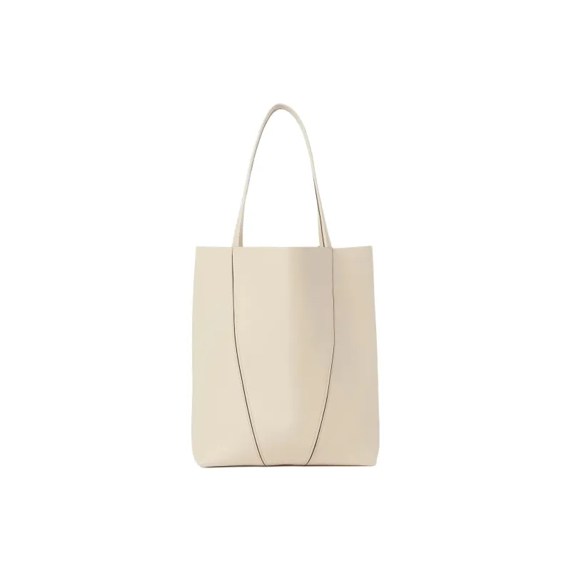 Chloe Cow Leather Tote Bag Shopping Bag Shoulder Bag Handbag Women's Sweet Style Beige-2