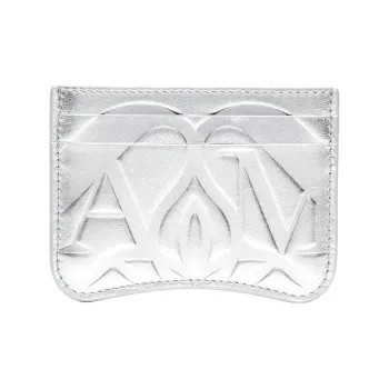 Alexander McQueen Cow Leather Card Holder Women's Silver