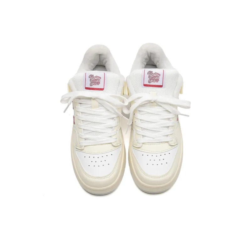 KAAVER OTTO Box Included Wear resistant And Lightweight Low Top Skateboard Shoes Unisex Beige Red-4
