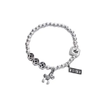 Kim Heng Hee 999 Fine Silver Auspicious Silver Beads Vintage Niche Trendy Women's