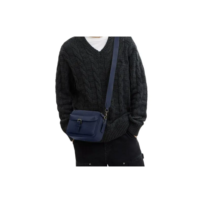 COACH Cow Leather Shoulder Bag, Crossbody Bag Small Size Men's Marine Blue-3