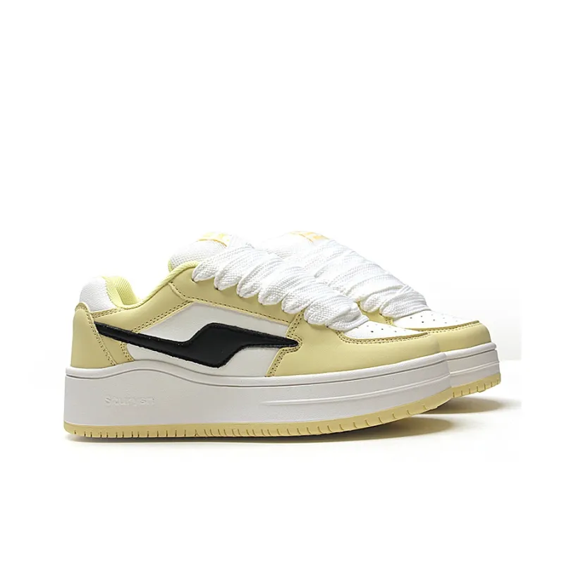 STUR YSN Wear resistant And Lightweight Low Top Skateboard Shoes Unisex White Light Yellow-3