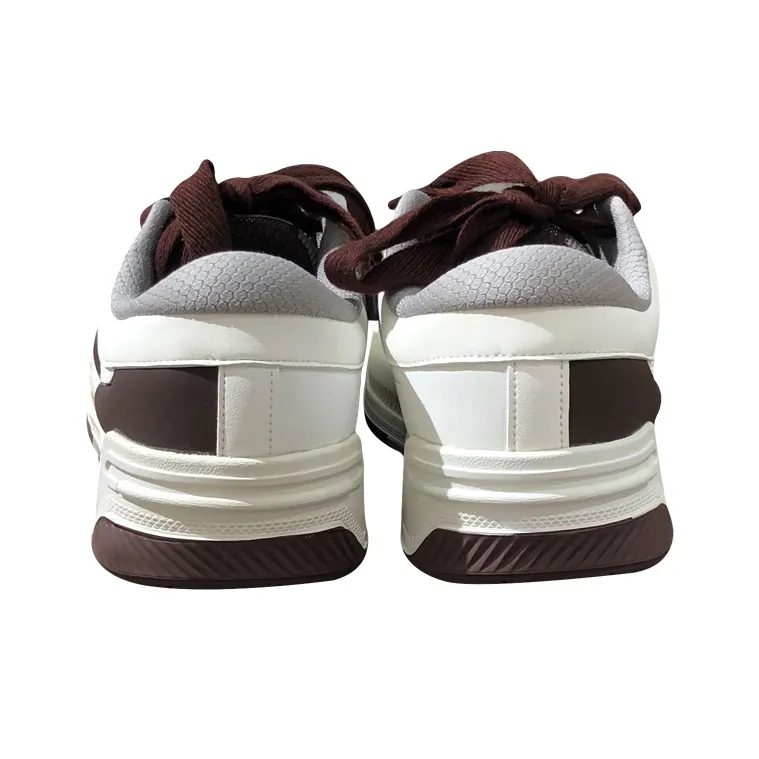 Erke Slip Resistant Water Resistant Cushioned Wear Resistant Low Top Skateboard Shoes Men's White Brown-3