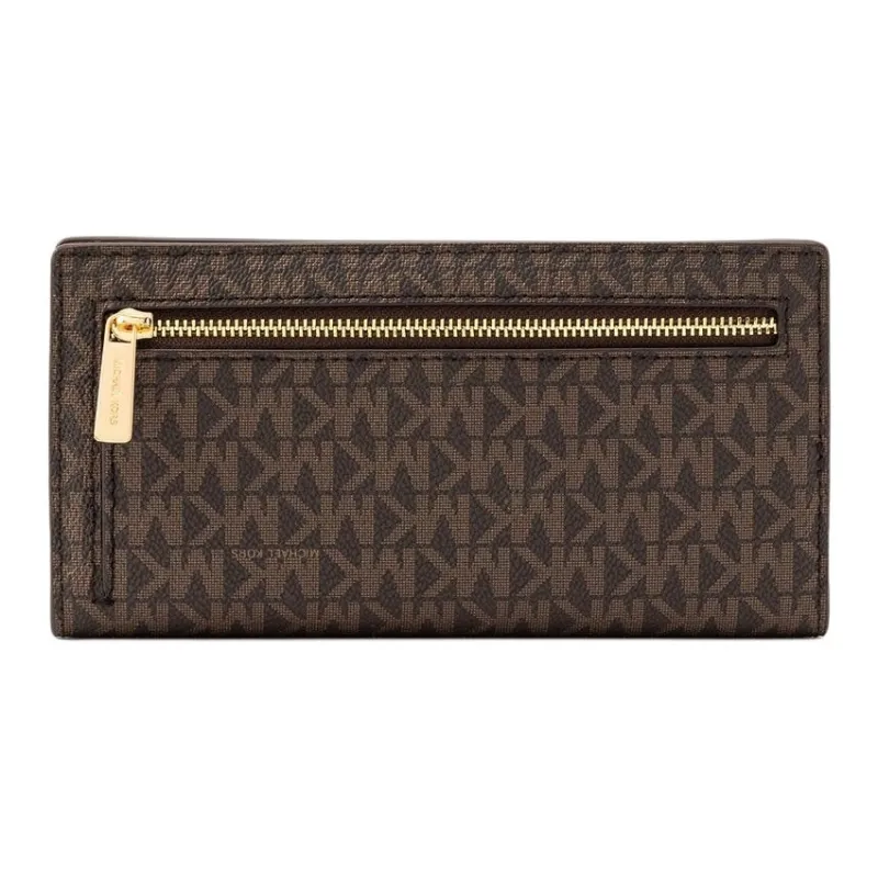 MICHAEL KORS Coated Canvas Wallet Large Size Women's Brown-1