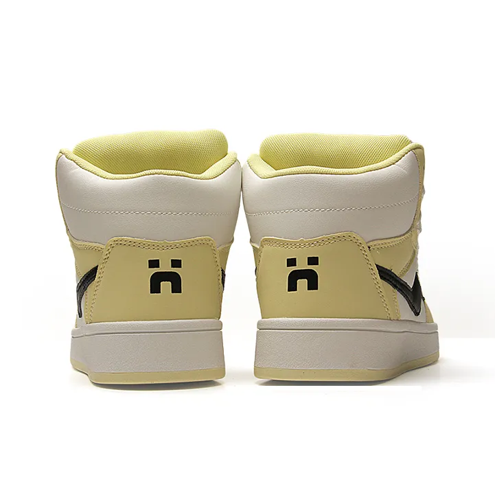 STUR YSN Wear resistant And Lightweight High Top Skateboard Shoes Unisex White Light Yellow-5