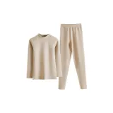 Mid-High Neck (Wool and Silk+Heat Core Brushed) Apricot
