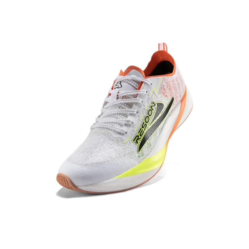 RESOON Cushioning Anti-Slip And Wear-Resistant Low-Top Training Running Shoes Unisex White Orange-2