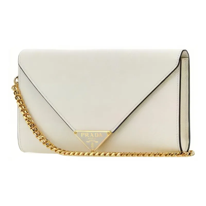 PRADA Calfskin Shoulder Bag Crossbody Bag Wallet Women's White-1