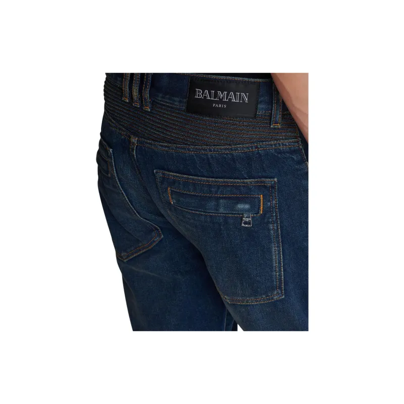 BALMAIN Denim Biker Jeans-4