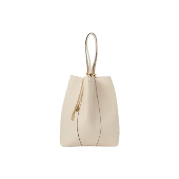 Chloe Cow Leather Tote Bag Shopping Bag Shoulder Bag Handbag Women's Sweet Style Beige