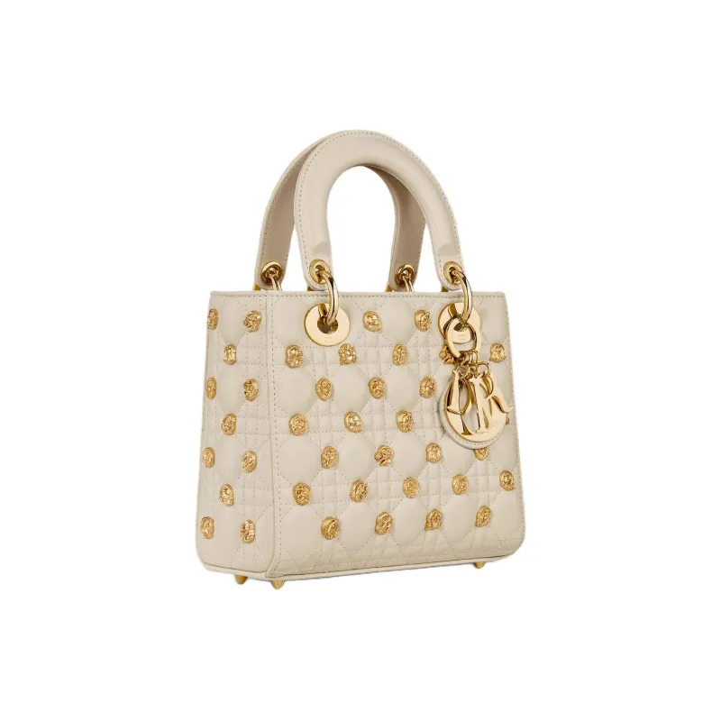 DIOR Lady Dior Sheepskin Shoulder Bag Crossbody Bag Handbag Small Size Women's Beige-2